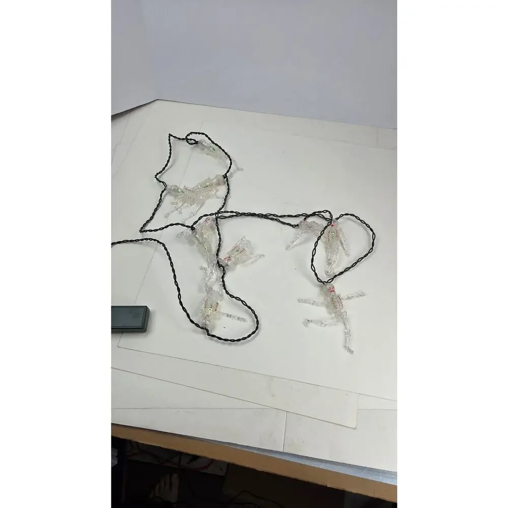 Halloween Skeleton String Flashing Lights 10 Light Set Tested Working
